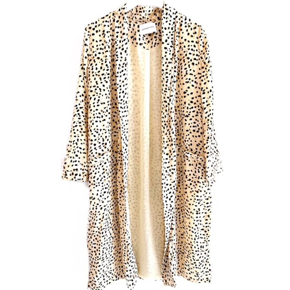 cupcakes and cashmere Arianne Leo Dot Duster Coat S leopard print cardigan s - Picture 2 of 8